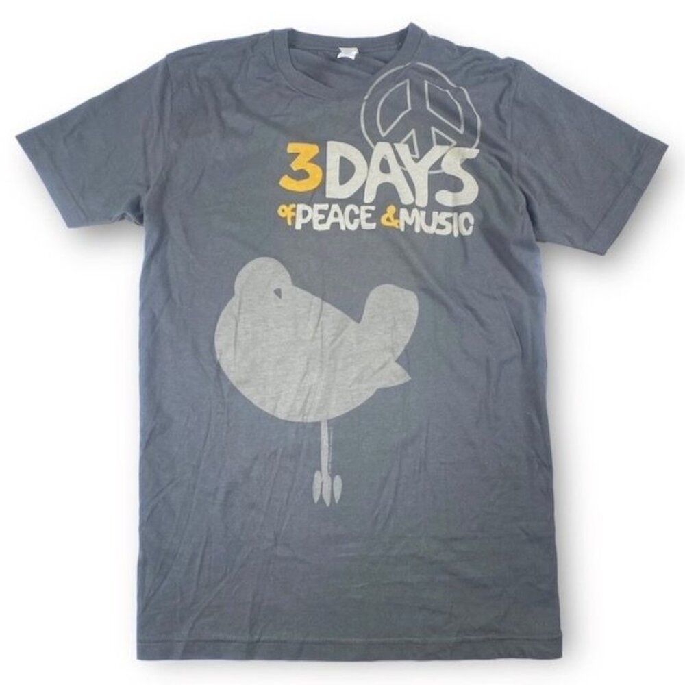 NWOT Woodstock 3 Days Of Peace & Music Tee Shirt Gray, Size Small